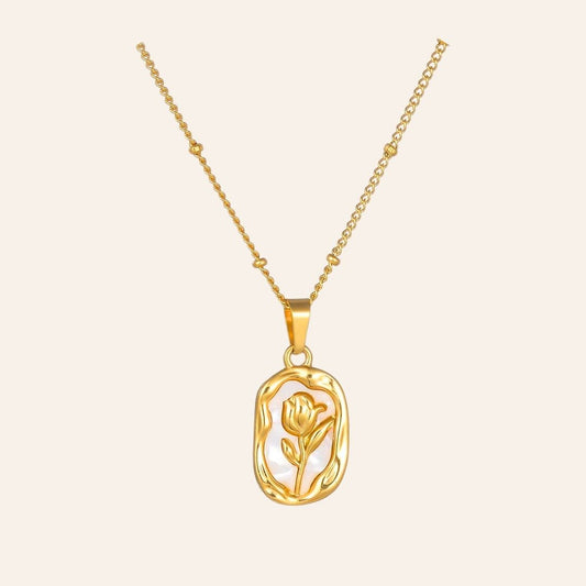 White Whispering Rose Necklace