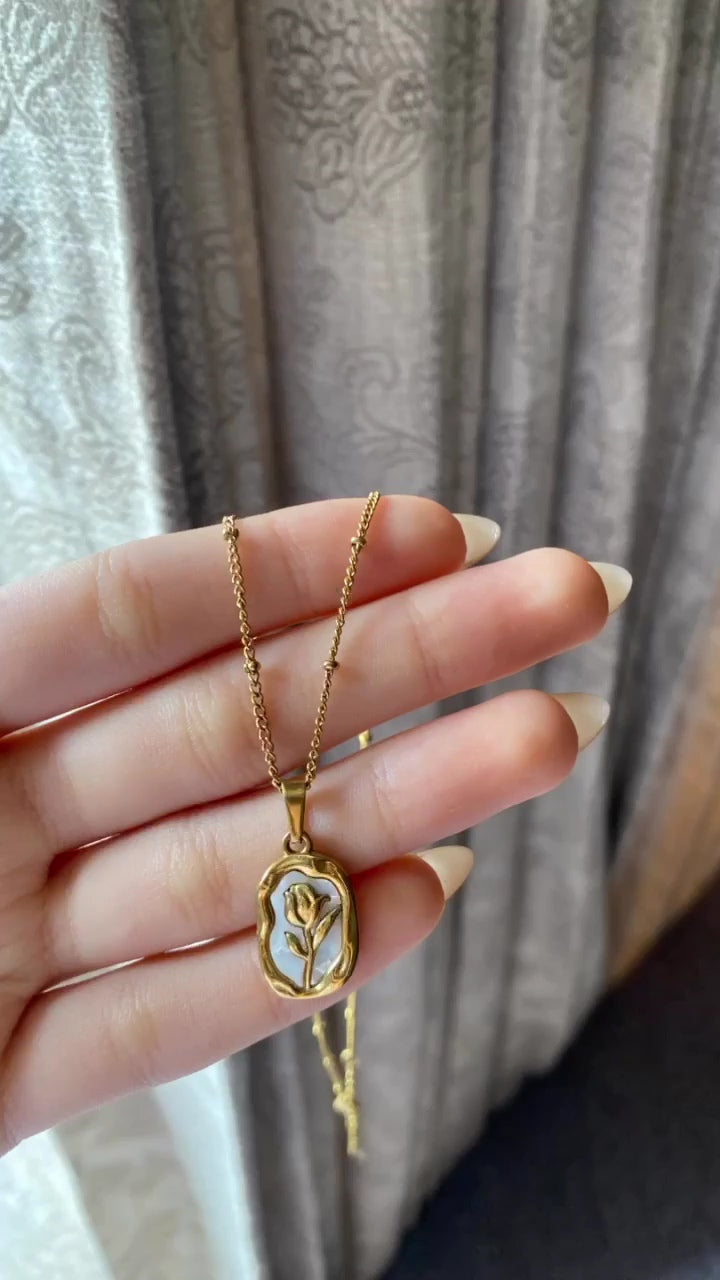 White Whispering Rose Necklace